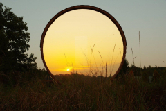 Panoramique - Vitre avec coucher de soleil